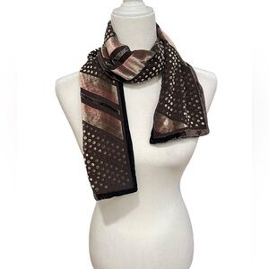 Silk and Rayon Velvet Scarf Pink Brown Redfish Designs